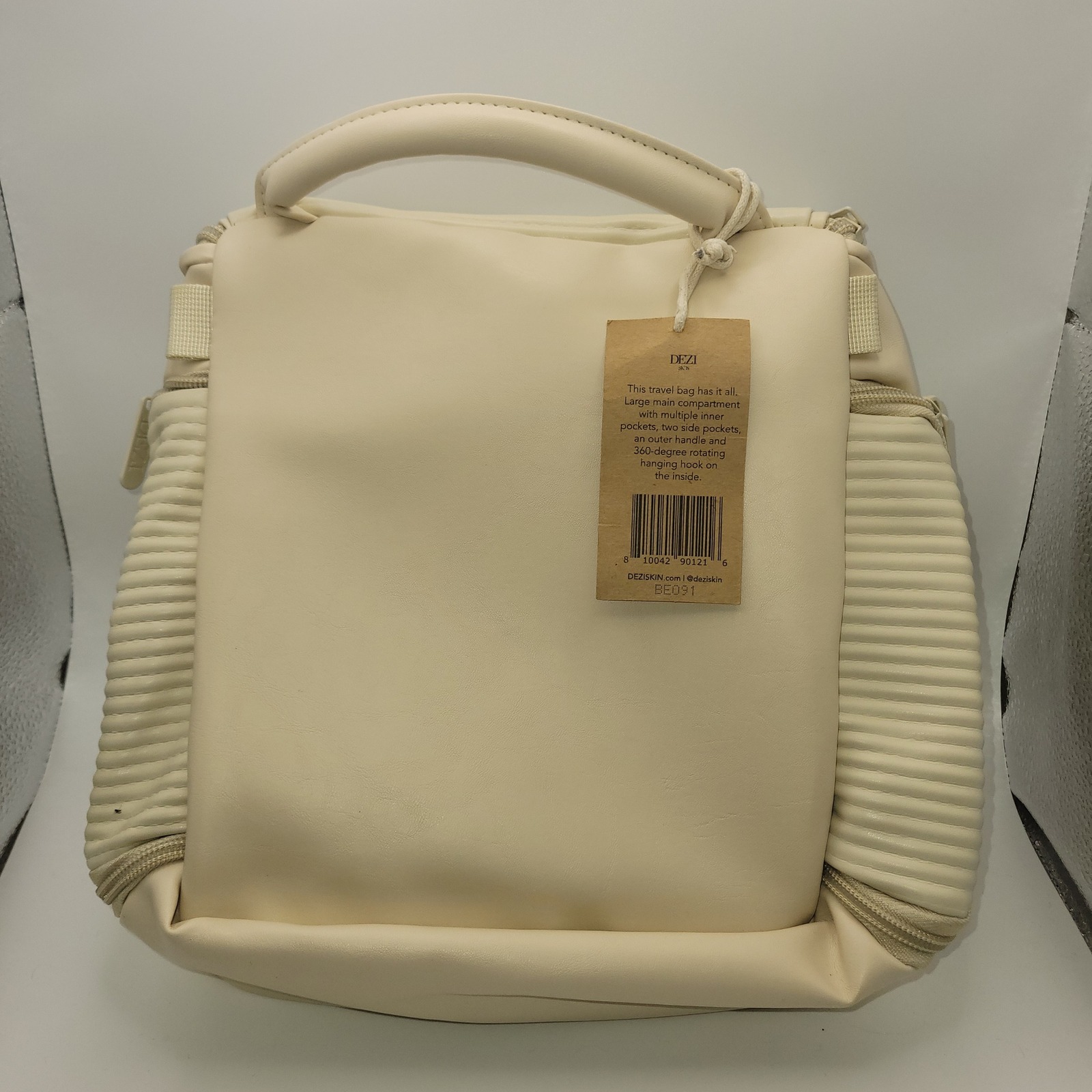 Dezi Skin Travel Bag Cream Beige Ribbed Hanging Toiletry Cosmetic Case Be091 New — image 2 of 8